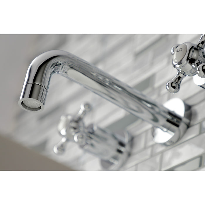 Kingston Sona KS8121BX - Metropolitan Double-Handle 3-Hole Wall Mount Bathroom Faucet, Polished Chrome