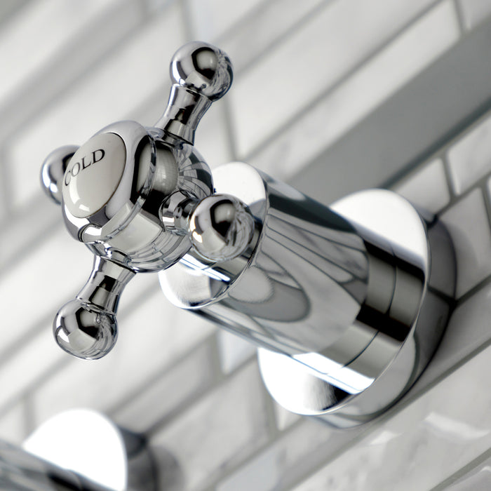 Kingston Sona KS8121BX - Metropolitan Double-Handle 3-Hole Wall Mount Bathroom Faucet, Polished Chrome