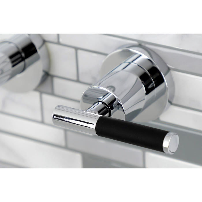Kingston Sona KS8121CKL - Kaiser Double-Handle 3-Hole Wall Mount Bathroom Faucet, Polished Chrome