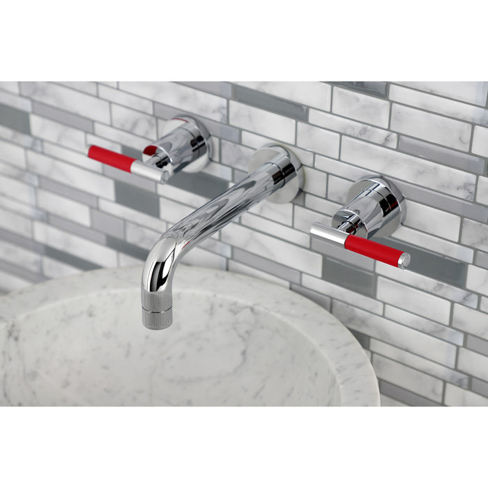 Kingston Sona KS8121CKL - Kaiser Double-Handle 3-Hole Wall Mount Bathroom Faucet, Polished Chrome