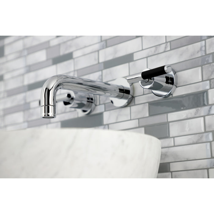 Kingston Sona KS8121CKL - Kaiser Double-Handle 3-Hole Wall Mount Bathroom Faucet, Polished Chrome