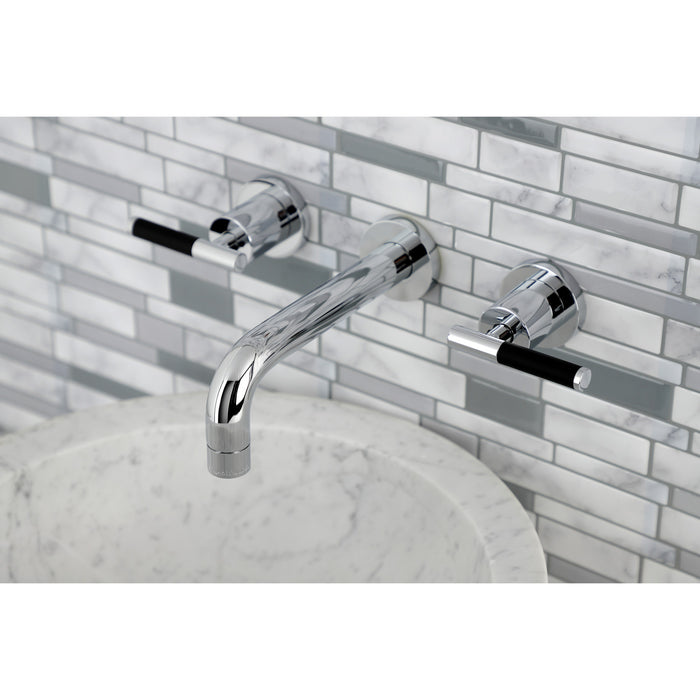 Kingston Sona KS8121CKL - Kaiser Double-Handle 3-Hole Wall Mount Bathroom Faucet, Polished Chrome