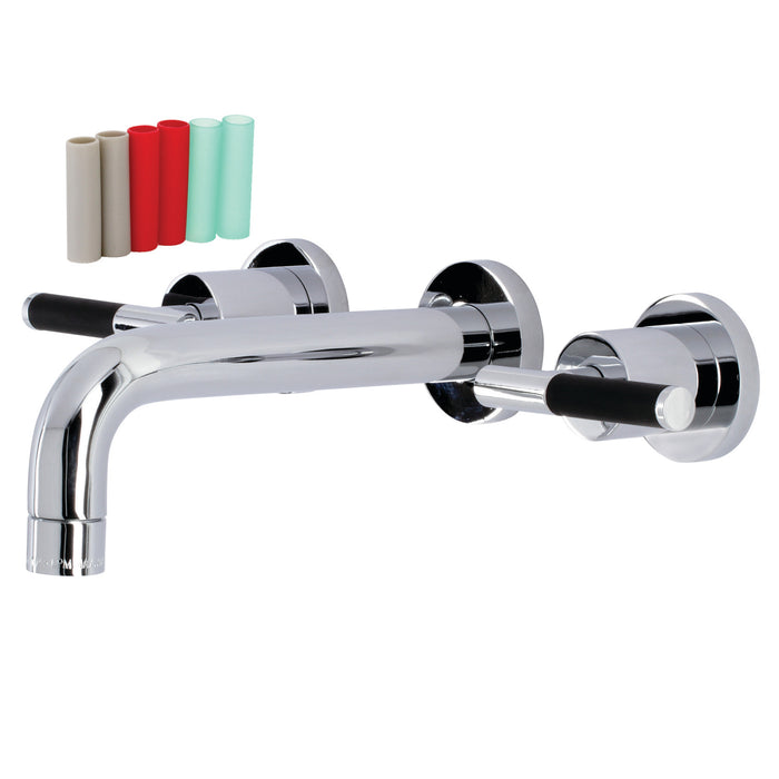 Kingston Sona KS8121CKL - Kaiser Double-Handle 3-Hole Wall Mount Bathroom Faucet, Polished Chrome