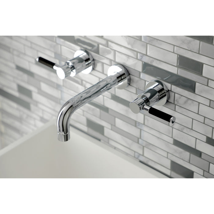 Kingston Sona KS8121DKL - Kaiser Double-Handle 3-Hole Wall Mount Bathroom Faucet, Polished Chrome