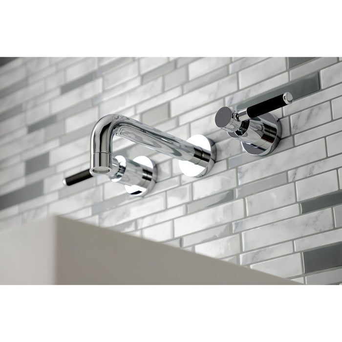 Kingston Sona KS8121DKL - Kaiser Double-Handle 3-Hole Wall Mount Bathroom Faucet, Polished Chrome