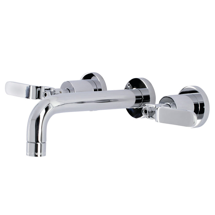 Whitaker KS8121KL Double-Handle 3-Hole Wall Mount Bathroom Faucet, Polished Chrome