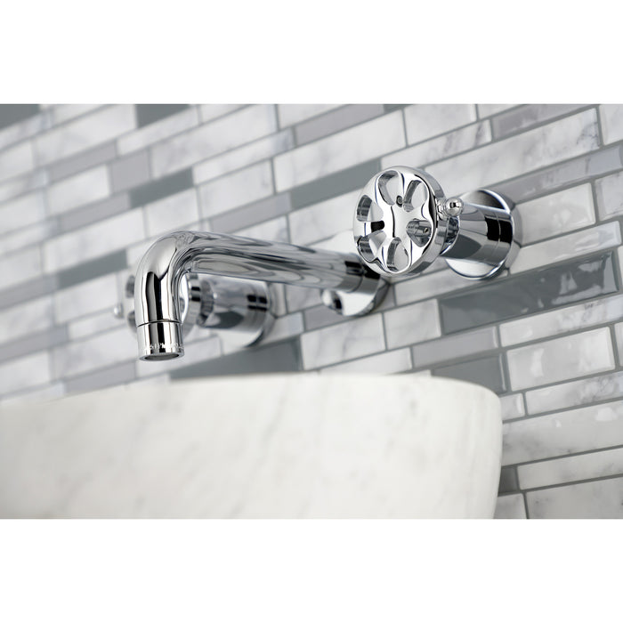 Kingston Sona KS8121RX - Belknap Double-Handle 3-Hole Wall Mount Bathroom Faucet, Polished Chrome