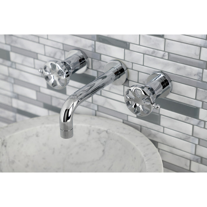 Kingston Sona KS8121RX - Belknap Double-Handle 3-Hole Wall Mount Bathroom Faucet, Polished Chrome