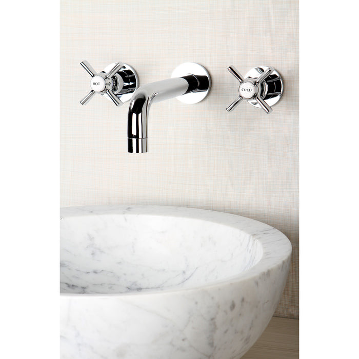 Kingston Sona KS8121ZX - Millennium Double-Handle 3-Hole Wall Mount Bathroom Faucet, Polished Chrome