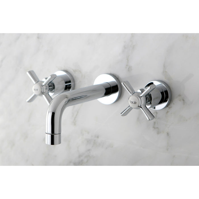 Kingston Sona KS8121ZX - Millennium Double-Handle 3-Hole Wall Mount Bathroom Faucet, Polished Chrome