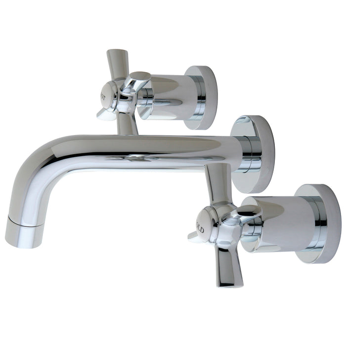 Kingston Sona KS8121ZX - Millennium Double-Handle 3-Hole Wall Mount Bathroom Faucet, Polished Chrome