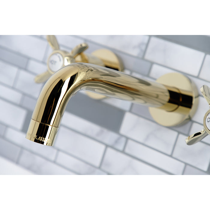 Kingston Sona KS8122BEX - Essex Double-Handle 3-Hole Wall Mount Bathroom Faucet, Polished Brass