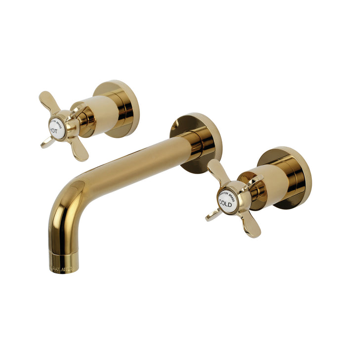 Kingston Sona KS8122BEX - Essex Double-Handle 3-Hole Wall Mount Bathroom Faucet, Polished Brass