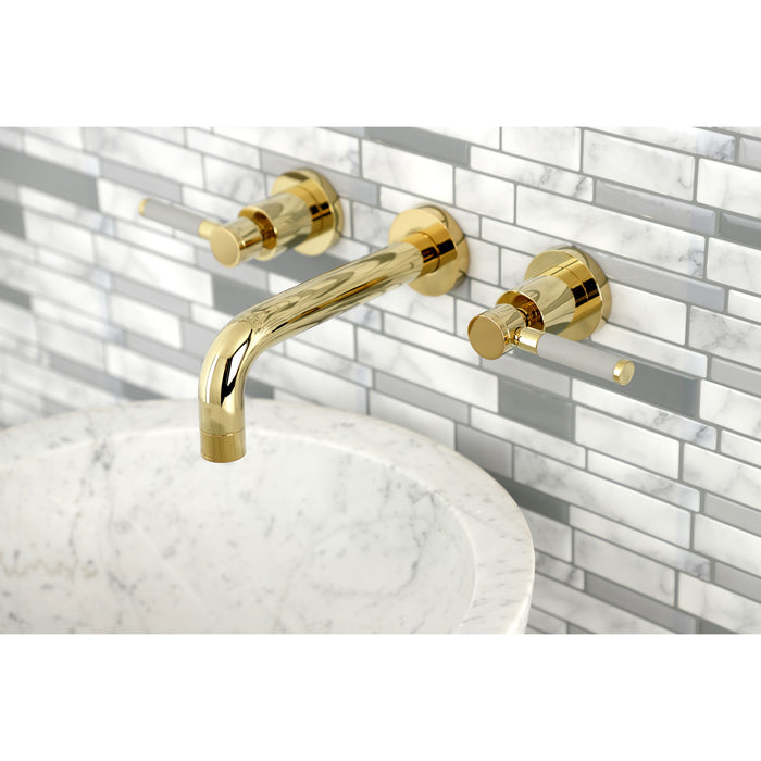 Kingston Sona KS8122DKL - Kaiser Double-Handle 3-Hole Wall Mount Bathroom Faucet, Polished Brass