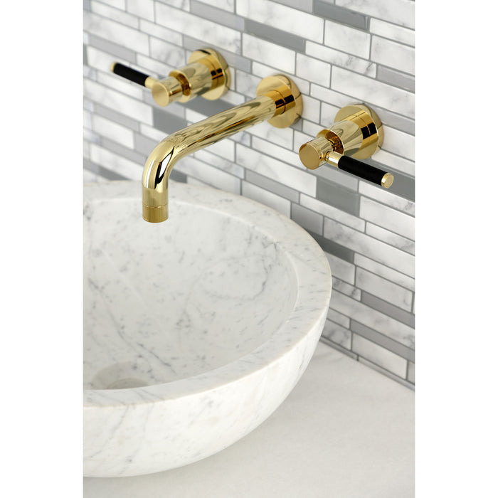 Kingston Sona KS8122DKL - Kaiser Double-Handle 3-Hole Wall Mount Bathroom Faucet, Polished Brass