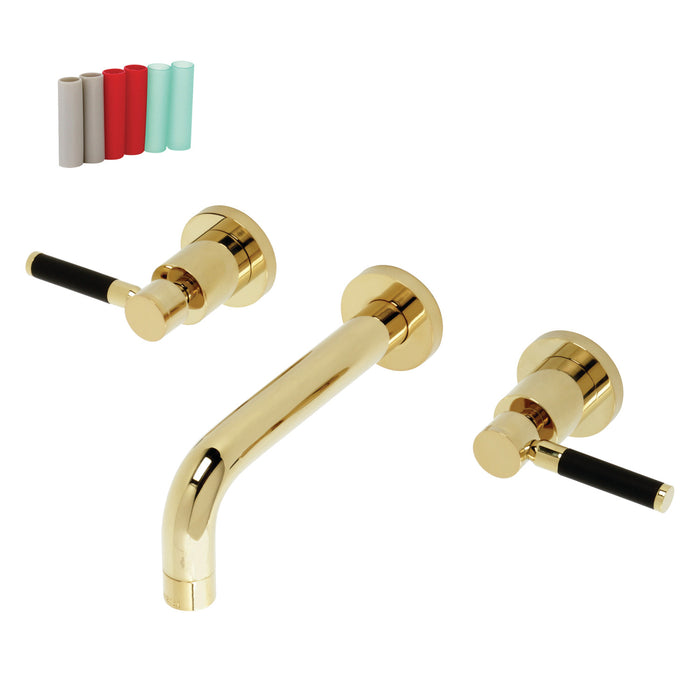 Kingston Sona KS8122DKL - Kaiser Double-Handle 3-Hole Wall Mount Bathroom Faucet, Polished Brass