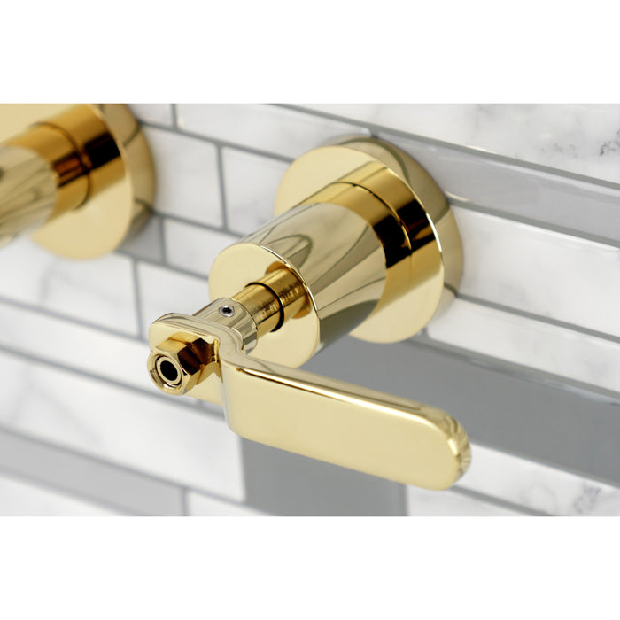 Whitaker KS8122KL Two-Handle 3-Hole Wall Mount Bathroom Faucet, Polished Brass