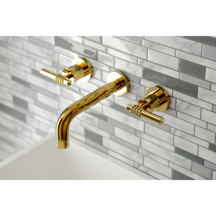 Kingston Sona KS8122ML - Milano Double-Handle 3-Hole Wall Mount Bathroom Faucet, Polished Brass