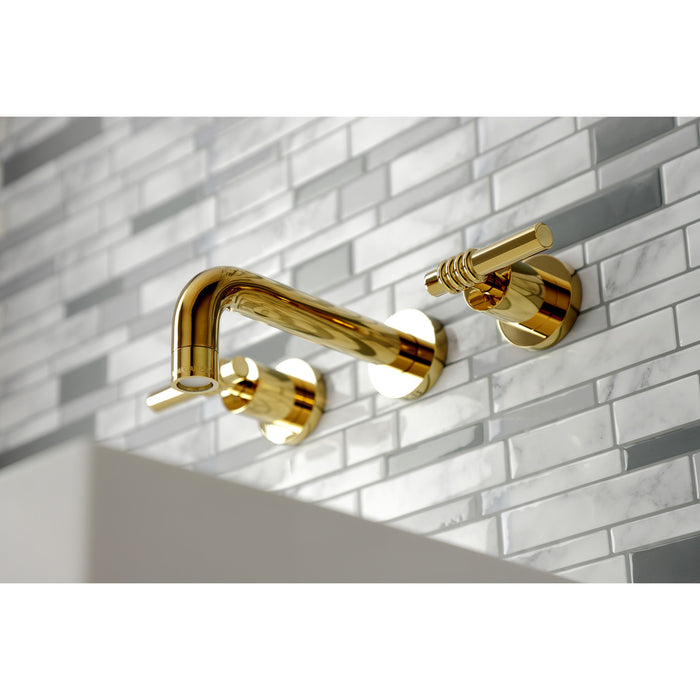 Kingston Sona KS8122ML - Milano Double-Handle 3-Hole Wall Mount Bathroom Faucet, Polished Brass
