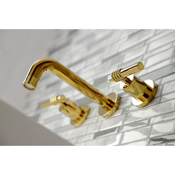Kingston Sona KS8122ML - Milano Double-Handle 3-Hole Wall Mount Bathroom Faucet, Polished Brass