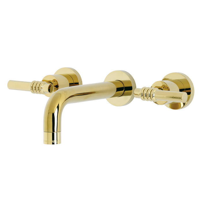Kingston Sona KS8122ML - Milano Double-Handle 3-Hole Wall Mount Bathroom Faucet, Polished Brass