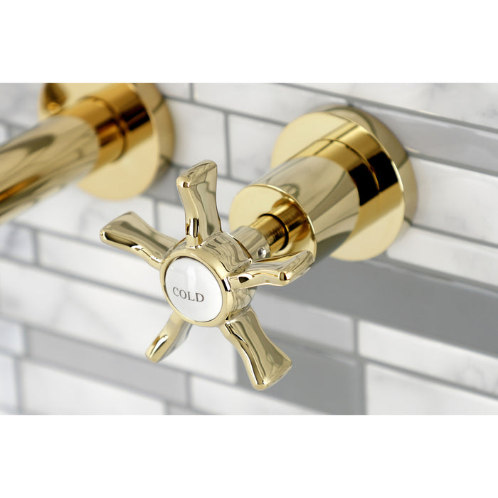 Kingston Sona KS8122NX - Hamilton Double-Handle 3-Hole Wall Mount Bathroom Faucet, Polished Brass