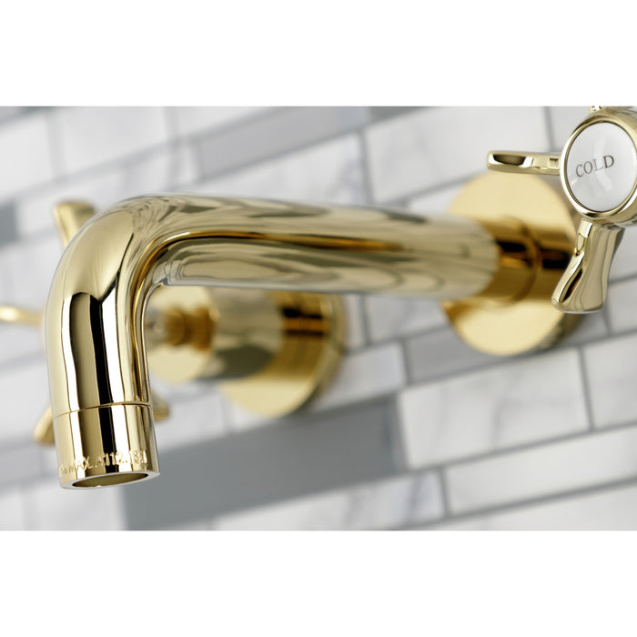 Kingston Sona KS8122NX - Hamilton Double-Handle 3-Hole Wall Mount Bathroom Faucet, Polished Brass