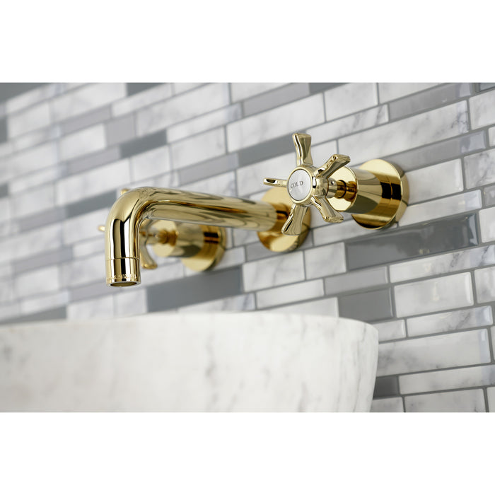 Kingston Sona KS8122NX - Hamilton Double-Handle 3-Hole Wall Mount Bathroom Faucet, Polished Brass