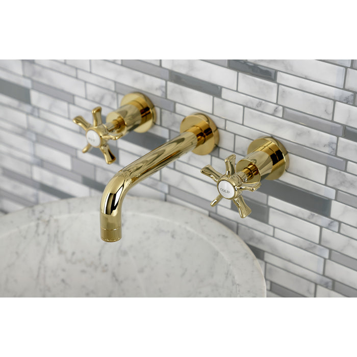 Kingston Sona KS8122NX - Hamilton Double-Handle 3-Hole Wall Mount Bathroom Faucet, Polished Brass