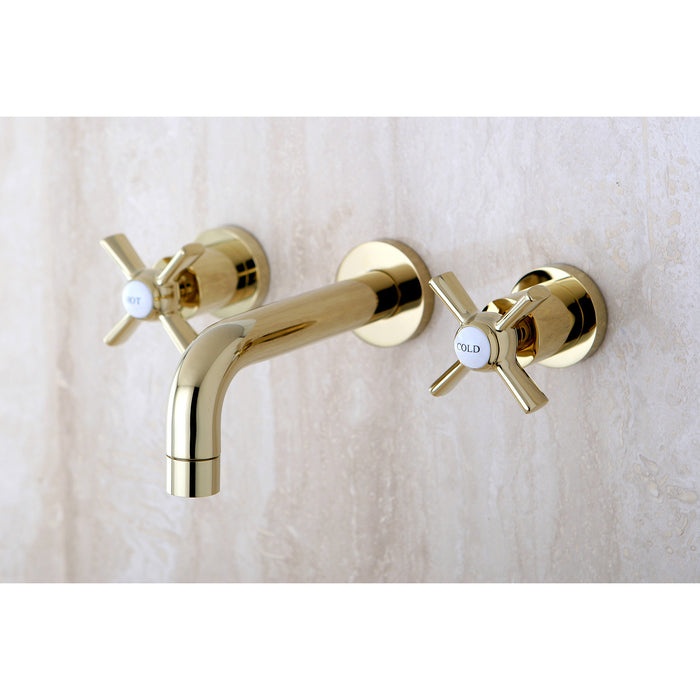 Kingston Sona KS8122ZX - Millennium Double-Handle 3-Hole Wall Mount Bathroom Faucet, Polished Brass