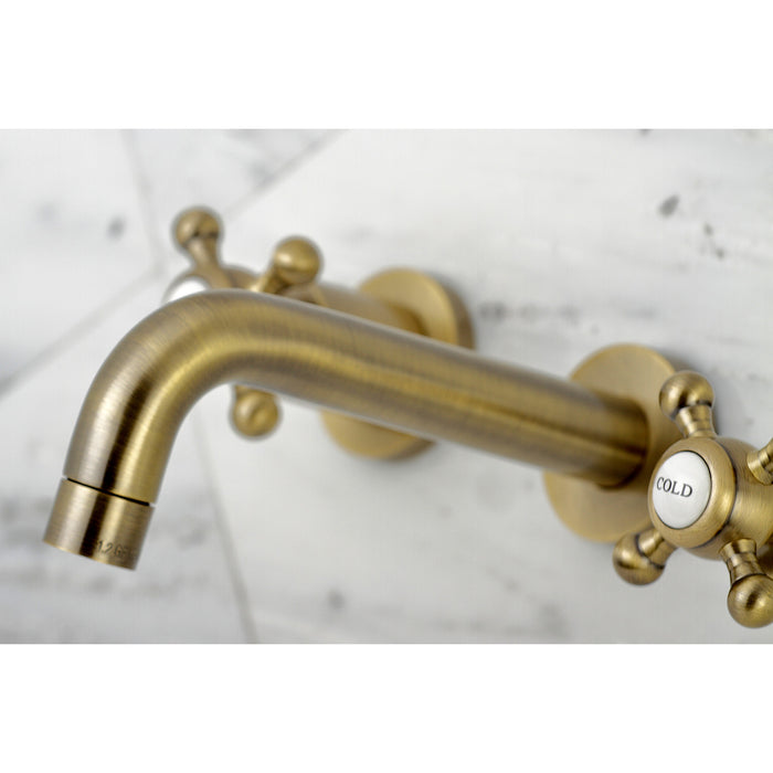 Kingston Sona KS8123BX - Metropolitan Double-Handle 3-Hole Wall Mount Bathroom Faucet, Antique Brass