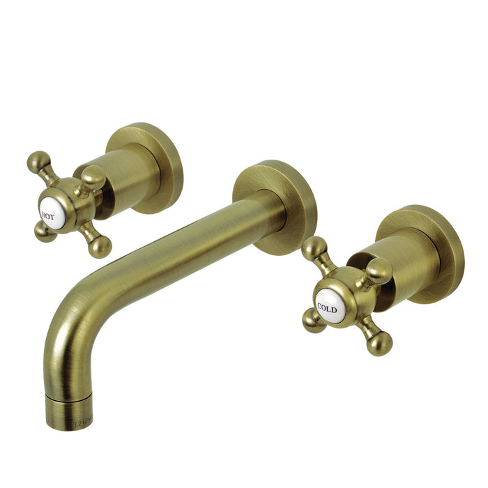 Kingston Sona KS8123BX - Metropolitan Double-Handle 3-Hole Wall Mount Bathroom Faucet, Antique Brass