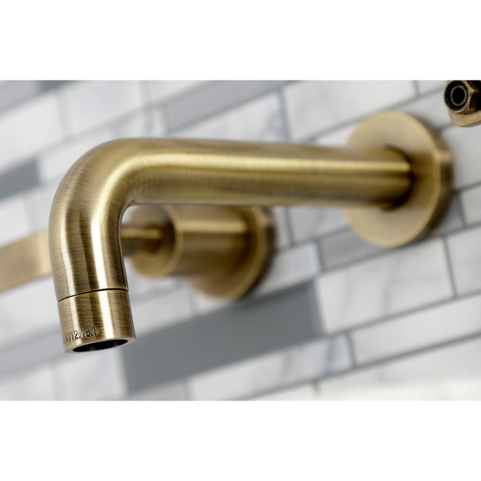 Whitaker KS8123KL Two-Handle 3-Hole Wall Mount Bathroom Faucet, Antique Brass