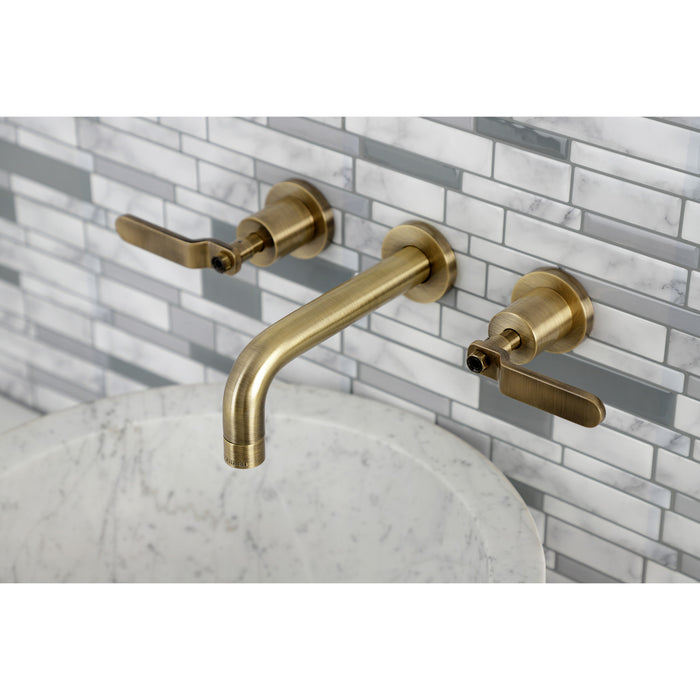 Kingston Sona KS8123KL - Whitaker Double-Handle 3-Hole Wall Mount Bathroom Faucet, Antique Brass