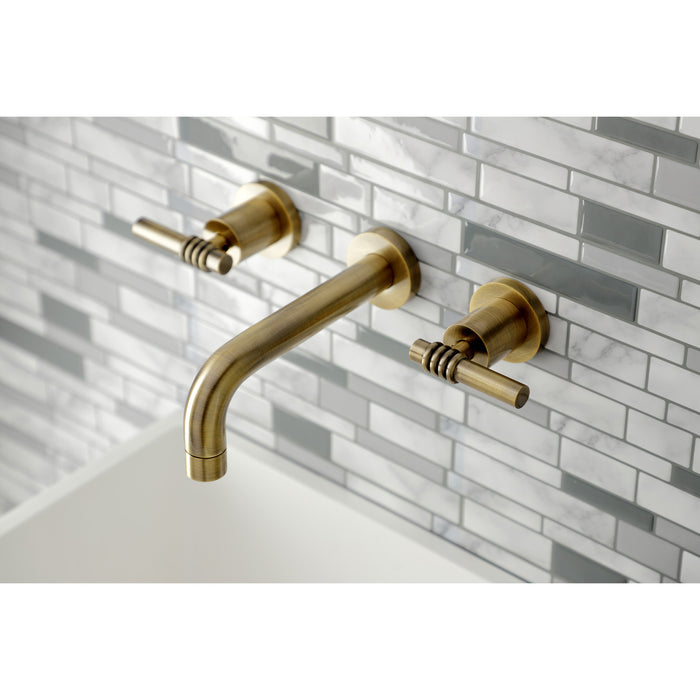 Milano KS8123ML Double-Handle 3-Hole Wall Mount Bathroom Faucet, Antique Brass