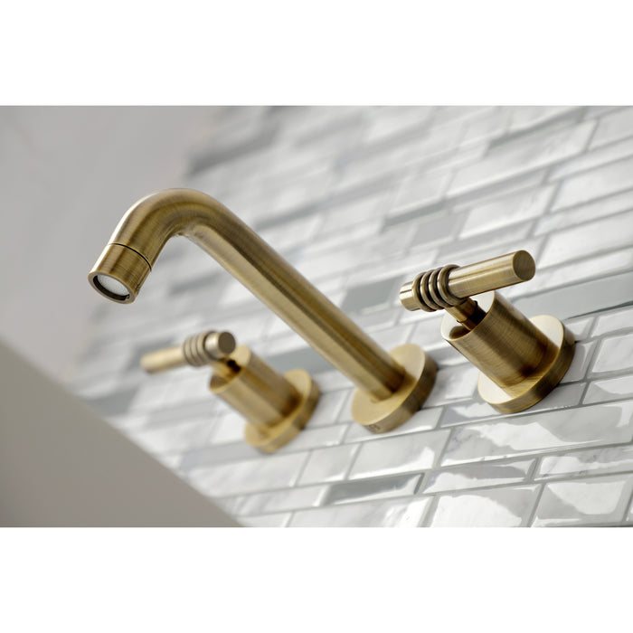 Milano KS8123ML Double-Handle 3-Hole Wall Mount Bathroom Faucet, Antique Brass