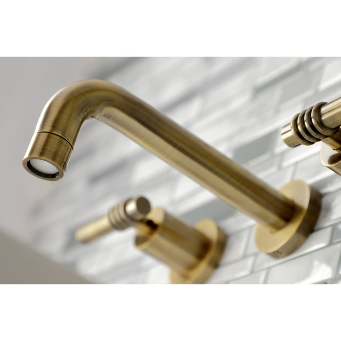 Milano KS8123ML Double-Handle 3-Hole Wall Mount Bathroom Faucet, Antique Brass