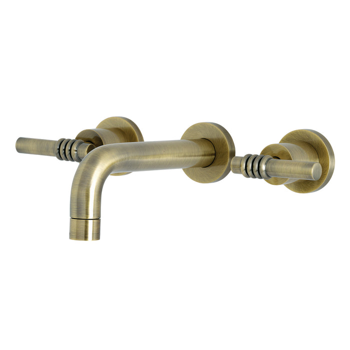 Milano KS8123ML Double-Handle 3-Hole Wall Mount Bathroom Faucet, Antique Brass