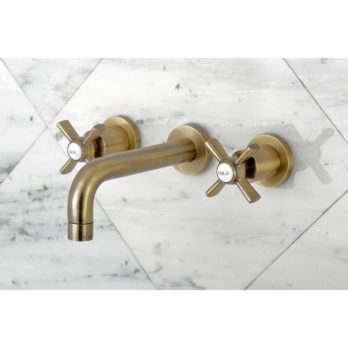Kingston Sona KS8123ZX - Millennium Double-Handle 3-Hole Wall Mount Bathroom Faucet, Antique Brass