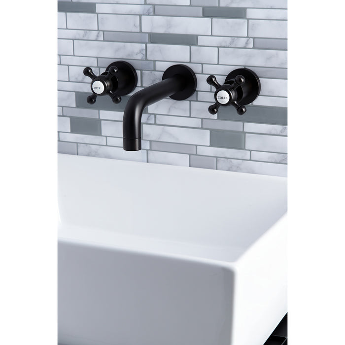 Kingston Sona KS8125BX - Metropolitan Double-Handle 3-Hole Wall Mount Bathroom Faucet, Oil Rubbed Bronze