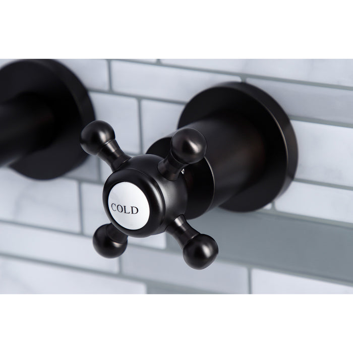 Kingston Sona KS8125BX - Metropolitan Double-Handle 3-Hole Wall Mount Bathroom Faucet, Oil Rubbed Bronze