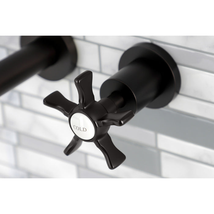 Kingston Sona KS8125NX - Hamilton Double-Handle 3-Hole Wall Mount Bathroom Faucet, Oil Rubbed Bronze
