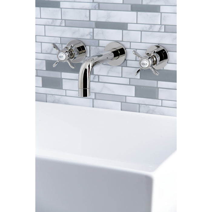 Kingston Sona KS8126BEX - Essex Double-Handle 3-Hole Wall Mount Bathroom Faucet, Polished Nickel