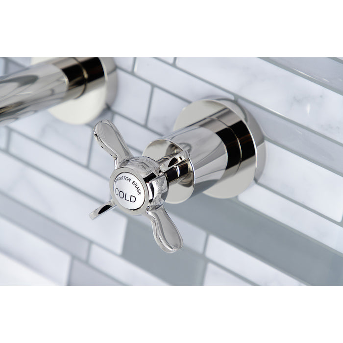 Kingston Sona KS8126BEX - Essex Double-Handle 3-Hole Wall Mount Bathroom Faucet, Polished Nickel