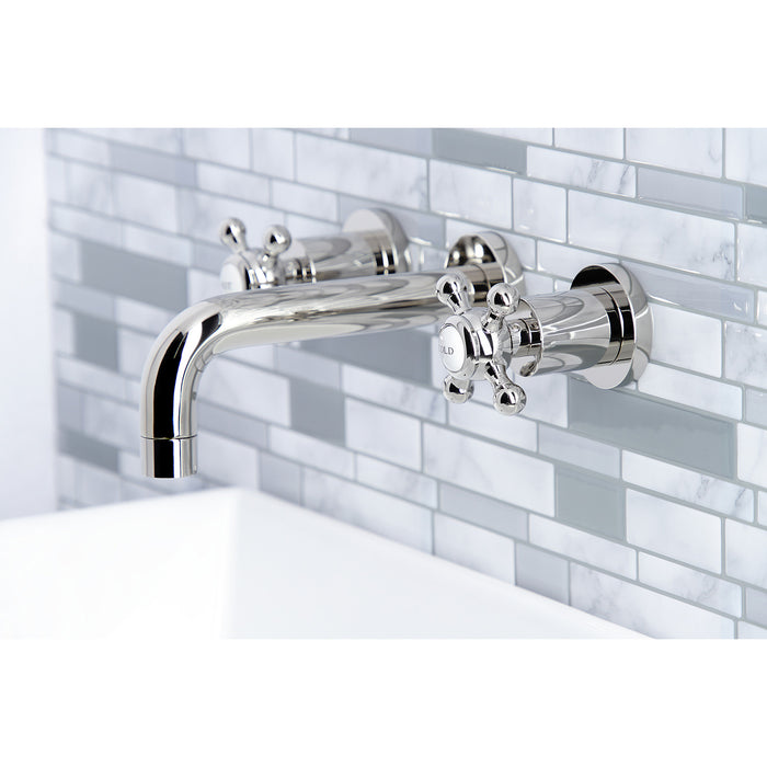 Kingston Sona KS8126BX - Metropolitan Double-Handle 3-Hole Wall Mount Bathroom Faucet, Polished Nickel