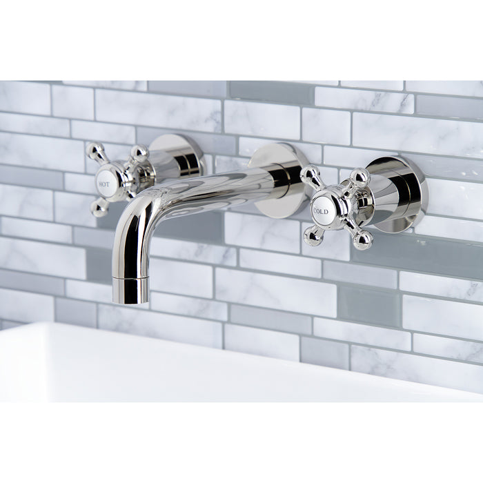 Kingston Sona KS8126BX - Metropolitan Double-Handle 3-Hole Wall Mount Bathroom Faucet, Polished Nickel