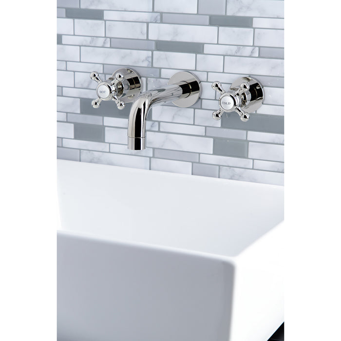 Kingston Sona KS8126BX - Metropolitan Double-Handle 3-Hole Wall Mount Bathroom Faucet, Polished Nickel