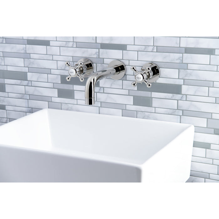Kingston Sona KS8126BX - Metropolitan Double-Handle 3-Hole Wall Mount Bathroom Faucet, Polished Nickel