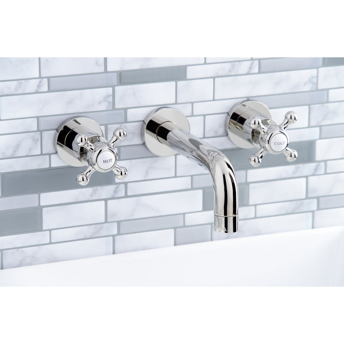 Kingston Sona KS8126BX - Metropolitan Double-Handle 3-Hole Wall Mount Bathroom Faucet, Polished Nickel