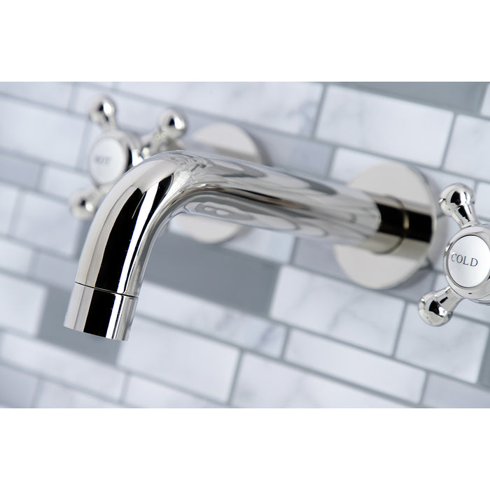 Kingston Sona KS8126BX - Metropolitan Double-Handle 3-Hole Wall Mount Bathroom Faucet, Polished Nickel